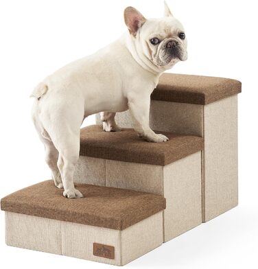 Сходинка для собак COZY KISS з місцем для зберігання, широка, неслизька, для маленьких собак, для ліжка та дивану, 43x72x42.5 см (Колір: Коричневий)