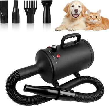 Сушарка для собак 3200W - безшумна сушарка для собак з регулюванням швидкості та температури, 4 насадки, щітка