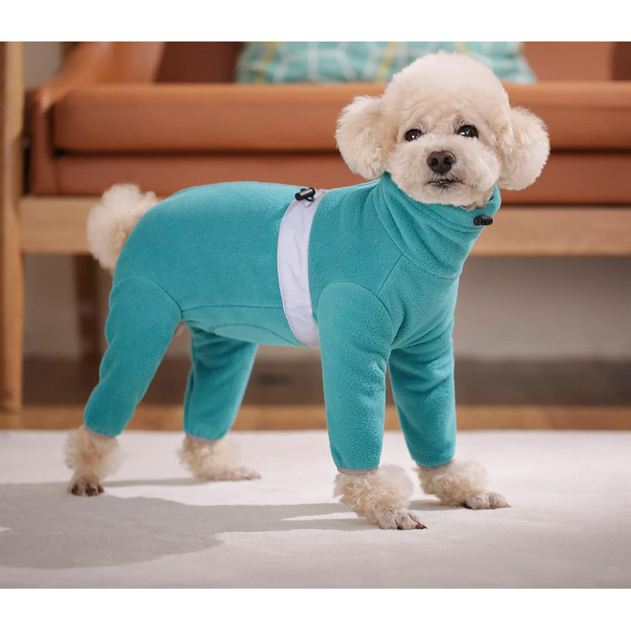 Теплий флісовий одяг для собак, зимовий, з довгим рукавом, для чотирилапих, регульований, для собак маленьких та середніх розмірів, розмір XS (Синій)