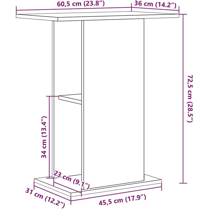 Тумба для акваріума vidaXL 60,5x36x72,5 см, чорний дуб, ДСП, міцна шафа для акваріума