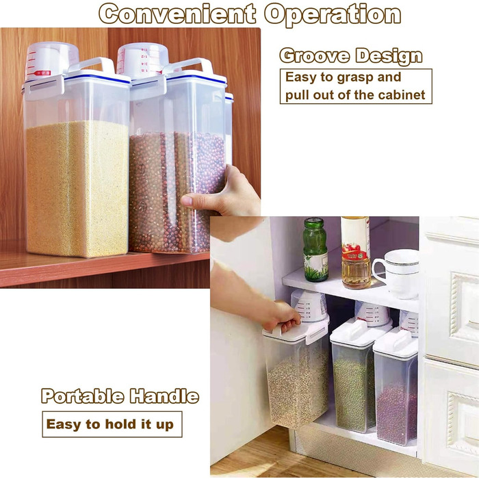 Контейнер для корму для собак MUXHEL, 4 шт., об'єм 2 л, з мірним стаканчиком, зручне зберігання корму для тварин