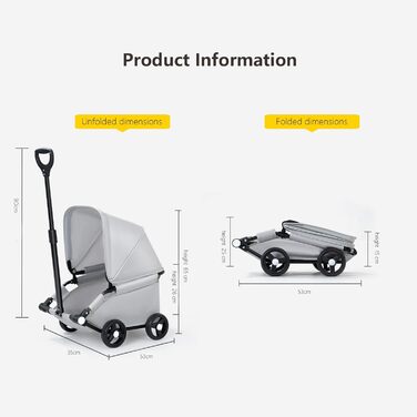 Візок для собак Loyimioo Mini - легкий, складаний, з UV-захистом та поворотним ручками. Підходить для маленьких та середніх собак. Колір: сірий.