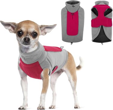 Теплий флісовий пуловер для собак - теплий зимовий пуловер з подвійним шаром (Розмір: S, Обхват грудей: 36 см, Обхват шиї: 25 см, Червоний)