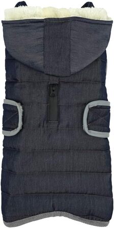 Теплий зимовий одяг для собак - тепла куртка в клітинку для собак, одяг для собак, жилет з капюшоном, знімний для маленьких, середніх та великих собак (2XL: Обхват грудей (68-85 см), Джинсовий блакитний)