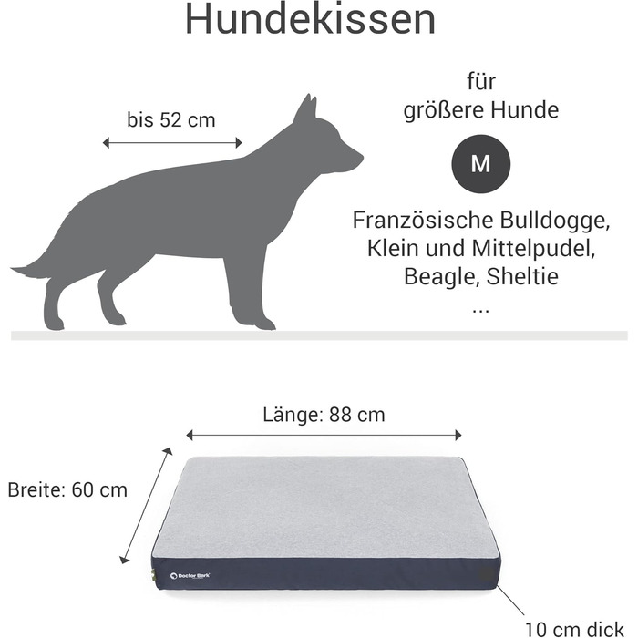 М'яке ліжко для собак середніх порід GreenLabel - зручне та миюче, 88x60 см, кобальтово-синій колір