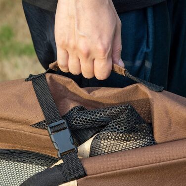 PawHut переносна сумка для собак та котів, складана, з вікнами, м'який килимок, 2 плечові ремені, 60x41x41 см, коричнева