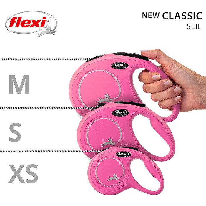 Рулетка для собак Flexi 25210769, розмір M, до 25 кг, 4.8 м, рожева