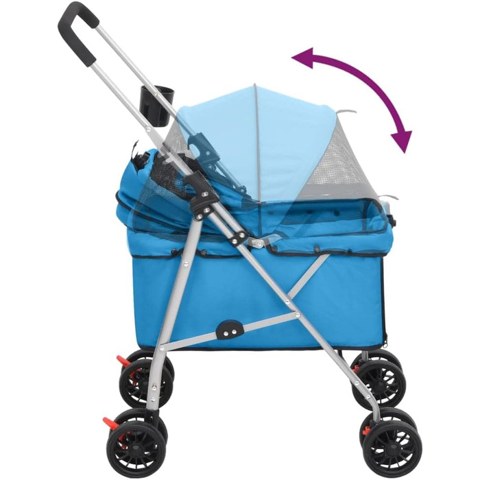 Складаний візок для собак vidaXL 76x50x100 см, синій, оксфордська тканина
