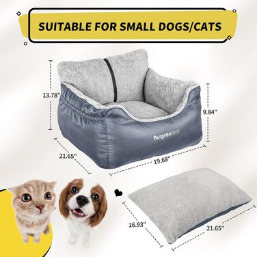 Автокрісло для собак BurgeonNest: зручне та портативне ліжко для маленьких собак, з кишенями та поводом, легко миється