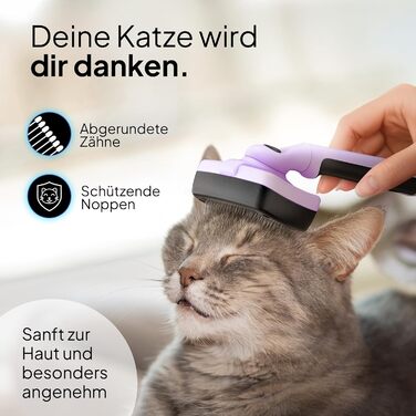 Набір для догляду за котами Pretty Paw® Profi: щітка та засоби для гігієни та комфорту | Ідеально для короткої та довгої шерсті | Підходить для видалення підшерстка (лавандовий)