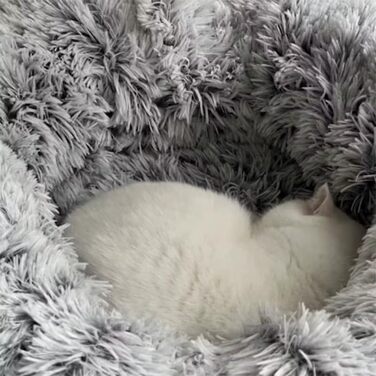 Котячий тунель-лежанка для дому, круглий тунель, багатофункціональне ліжко з оглядовим вікном, котяча хатка, тунель для декількох котів (сірий)