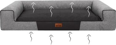 Лежанка для собак, велика (XXL), 118 x 78 см, сіра, з екологічного льону