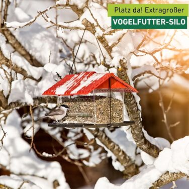 Годівниця для птахів Windhager Ranch, прозора, червона, з мотузкою, 31 x 22 x 20 см