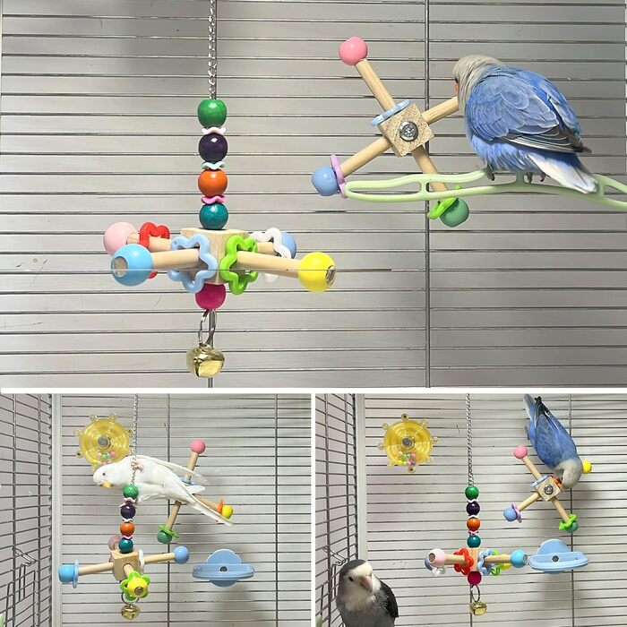 Іграшка для папуг Vogelspinnerspielzeug з дзвіночком, дерев'яна іграшка для клітки, аксесуари для пташиного клітки, для жування для малих та середніх птахів, конурів, ґраків, попугаїв