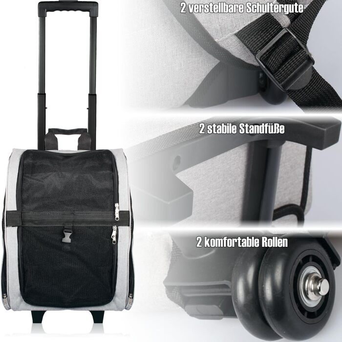 Рюкзак-роликовий транспортер 2в1 для собак та котів до 15 кг