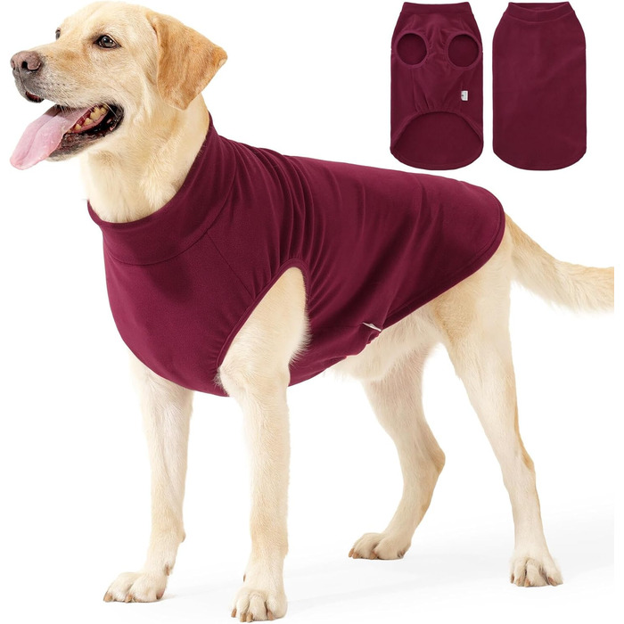 Тепла зимова жилетка для великих собак, червона, розмір M (обхват грудей 54-62 см), флісова жилетка, для холодної погоди, осінь-зима