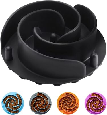 М'яка силіконова миска для собак, повільне годування, чорна, велика (L)