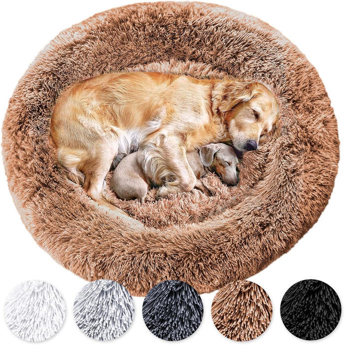 Кругле собаче ліжко Donut - Оригінал - Прачне [XL 120см, коричневе] М'яке ліжко для собак великих, середніх та маленьких порід - Dog Bed Brown XL - 120cm