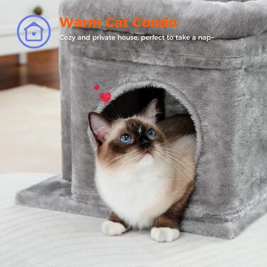 Котячий будиночок PAWZ Road для домашніх котів, багаторівневий сірий ігровий комплекс з сизалевим кігтеточкою, лежанкою та великим місцем для відпочинку