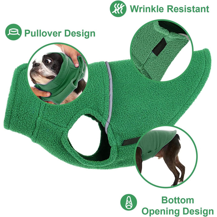 Тепла флісова жилетка для собак, пухнастиків, дрібних цуценят, хлопчиків та дівчаток (XXS, зелений)
