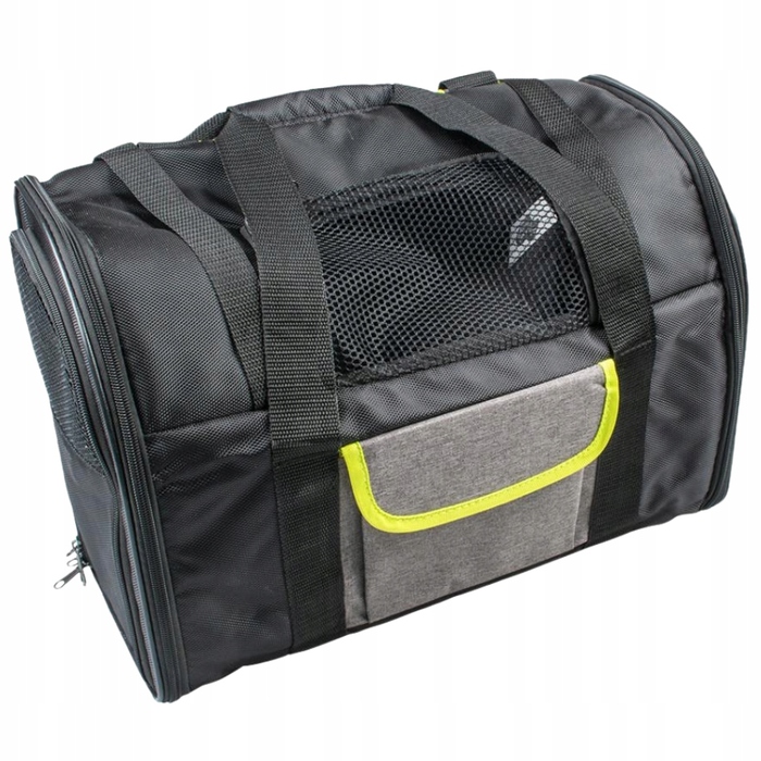 Переноска для собак та котів Duvo+ XS — чорна тканинна + шлейка