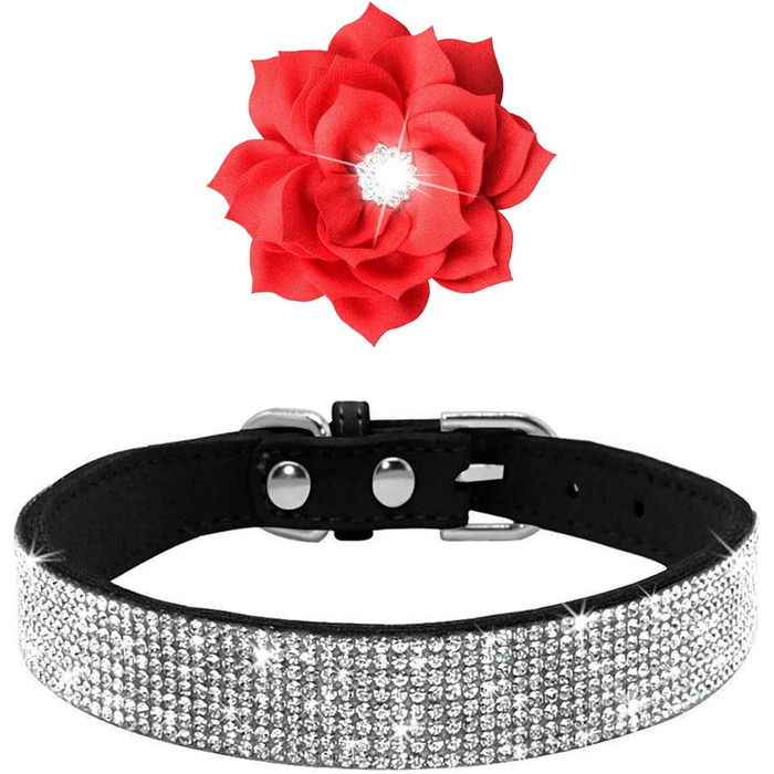 Ошатне нашийник для собак та котів Haoyueer з кристалами та стразами, рожевий (L)