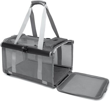 Транспортна сумка для котів та собак до 8 кг, сірого кольору. Зручна, дихаюча, з ремінєм через плече та надійними застібками. Ідеально для подорожей, ветеринара, авто та літака.