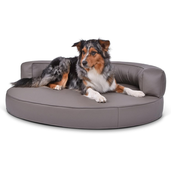 Ляжка для собак Атланта, штучна шкіра, тауп, водовідштовхувальна, розмір S, наповнювач Visco-піна, 90x70 см