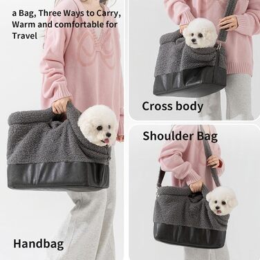 Водонепроникна переноска для дрібних тварин на зиму, з безпечним ремінним закриттям | Для собак та котів середніх та дрібних порід у холодну погоду (сіра)