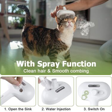 3-в-1 Щітка для котів та собак з парою, антистатична щітка з розпилювачем, самоочисна, для короткої та довгої шерсті, рожева