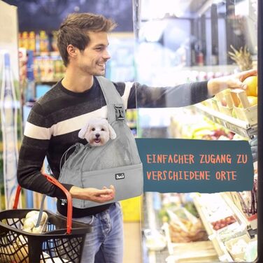 Сумка-переноска для собак Eyein, сіра, до 2.8 кг, з регульованими ременями та жорстким дном