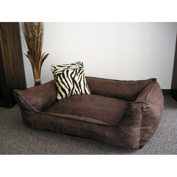 Крісло-ліжко для собак Wildlederoptik, велюр, коричневе, 70x55 см, миється