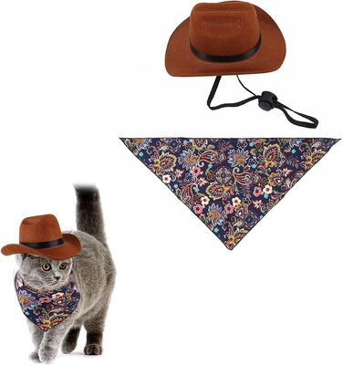 Костюм ковбоя для котів та собак (Small) - комплект з 2 частин: капелюх та бандана