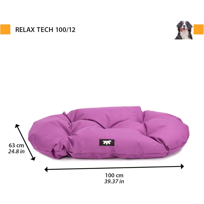 Крісло-ліжко для собак Ferplast великих порід: ортопедичне, знімний чохол, водонепроникне, 110 x 70 x 8 см, фіолетовий