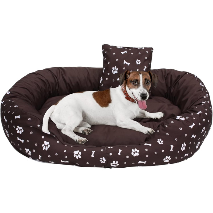 Ортопедичне ліжко для собак Luxus з м'яким бортиком, формастійке, стійке до подряпин, легке у чищенні (колір: коричневий)