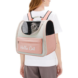Рюкзак для кота та собаки PETCUTE з сіткою, дихаючий, з поводком, знімний килимок, рожевий