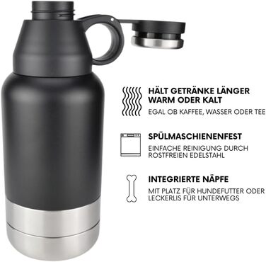 Водяна пляшка для собак TravelBuddy 3-в-1 з мискою та сумкою для перенесення - витоки неможливі, портативна | Поїлка для цуценят та домашніх тварин | Водяні пляшки для собак - подорожі та прогулянки