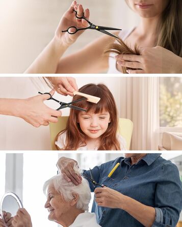 Професійний набір для стрижки волосся ULG - професійні барберські ножиці 16,5 см з японської нержавіючої сталі, витончуюча ножиця, гребінець, затискачі та етилуі - для чоловіків, жінок, дітей, чорний