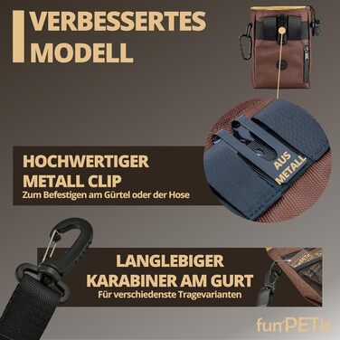 Набір для годування тварин funPETic: сумка для ласощів та складна миска з силікону. Сумка для корму з 4 відділеннями, варіанти носіння, карабін у подарунок. Ідеально для собак, коней та дресирування.