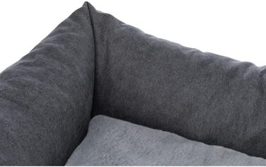 Ліжко для собак TRIXIE Liano, 80x60 см, сіре - м'яке, з наповнювачем з пінопластових кульок, для великих собак, з антиковзким покриттям, миється, 37981