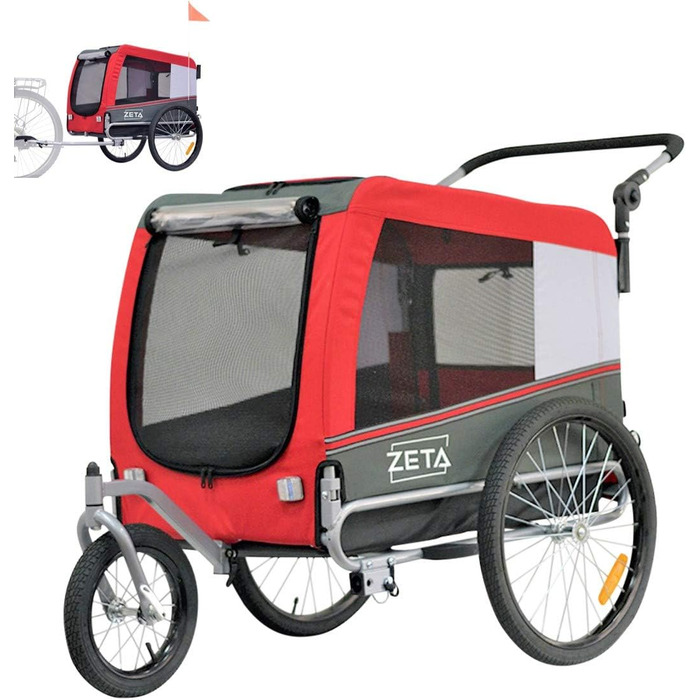 PAPILIOSHOP Причіп для собак та котів, візок для тварин, 3 розміри, стабільний, комфортний, практичний (Червоний)