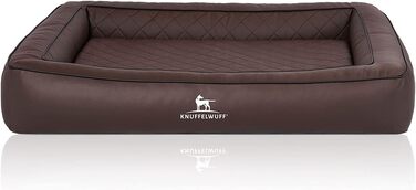 Ортопедичне ліжко для собак Knuffelwuff Hampstead XL 105x80 см, коричневе, стьобана екошкіра