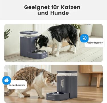 Автоматична поїлка-годушка для собак і котів Gardner Pet, 6.5 л, нержавіюча сталь, BPA-free, гравітаційна, безшумна, сіра