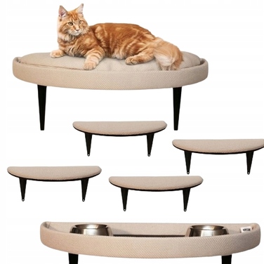 М'яке настінне ліжко для котів: набір з 5 сходинок-полиць, бежевий