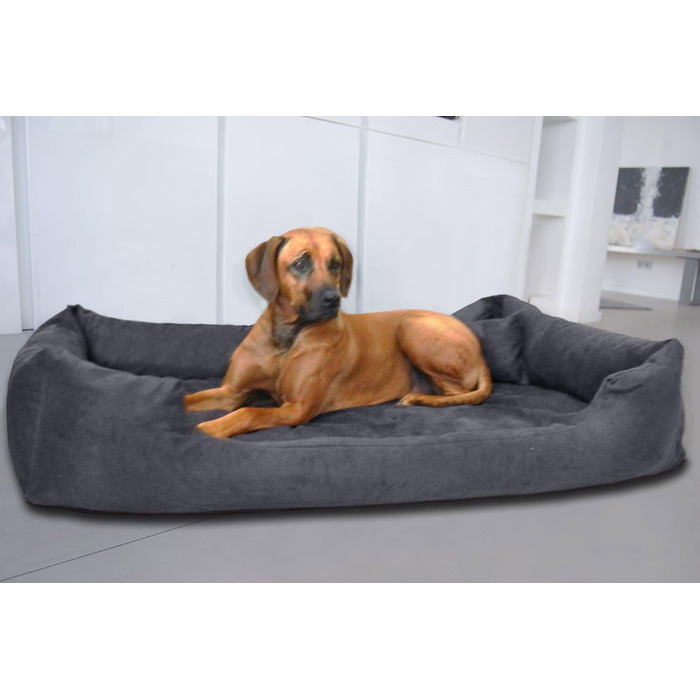 Ортопедичне ліжко для собак Tierlando® Pluto Ortho VISCO, 130x100 см, сірий графіт, XL+ | Віскоеластична піна