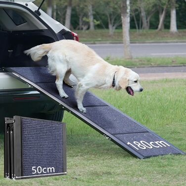Рампа для собак у машину, 180 см, розкладна, протиковзка. Підходить для авто, вантажівок та SUV. Ширина 50 см. Максимальне навантаження: 110 кг