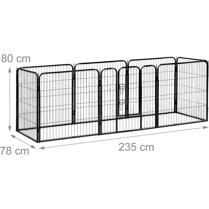 Вольєр для цуценят та дрібних тварин Relaxdays - чорний, 80x78x235 см