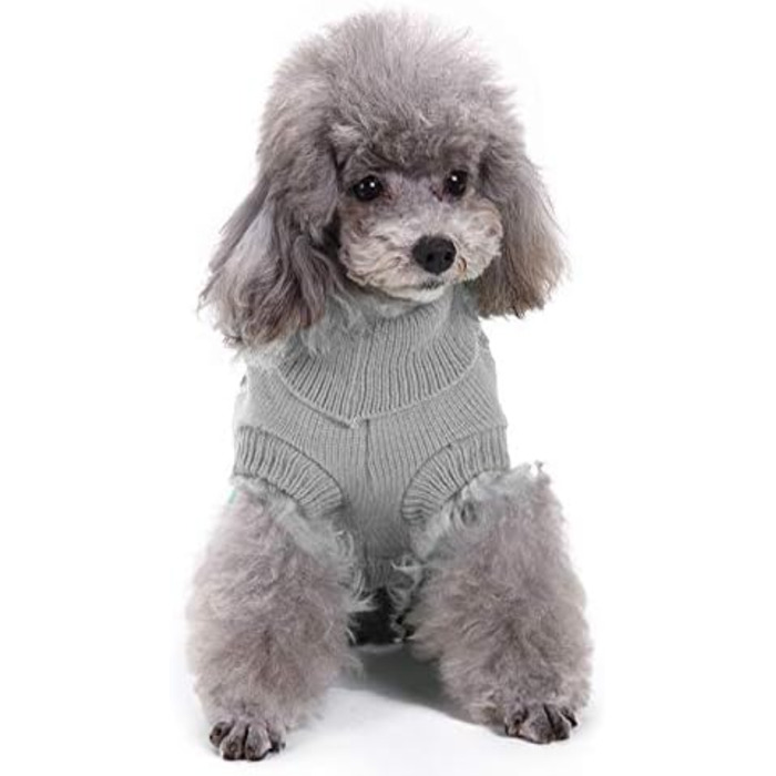 Теплий і зручний собачий светр з ролетним коміром, сірий, розмір M, акрил