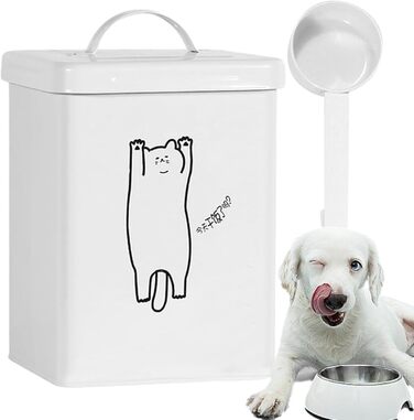Контейнер для зберігання корму для тварин 5л з ложкою та кришкою | Декоративний контейнер для котячого корму, для собак, сухих кормів, ласощів, рису або борошна
