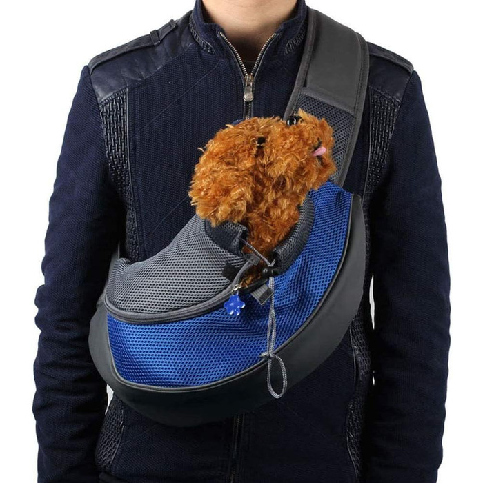 Тканинна переноска для собак та котів, маленьких тварин, розмір S (0-2 кг), зелена/блакитна